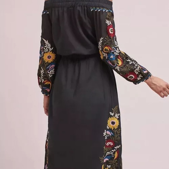 Anthropologie Misa Seine Embroidered Black Off the Shoulders Midi Dress.  Medium - Picture 5 of 12